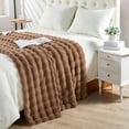 thumbnail image 3 of Home Soft Things Bubble Textured Faux Fur Throw Blanket, Cozy & Reversible, 60x70", Taupe, 3 of 11