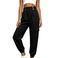 thumbnail image 5 of Khunlpohl Cargo Pant for Womens Button Elastic High Waist Casual Joggers Pants Hiking Athletic Trousers with Multiple Pockets, 5 of 8