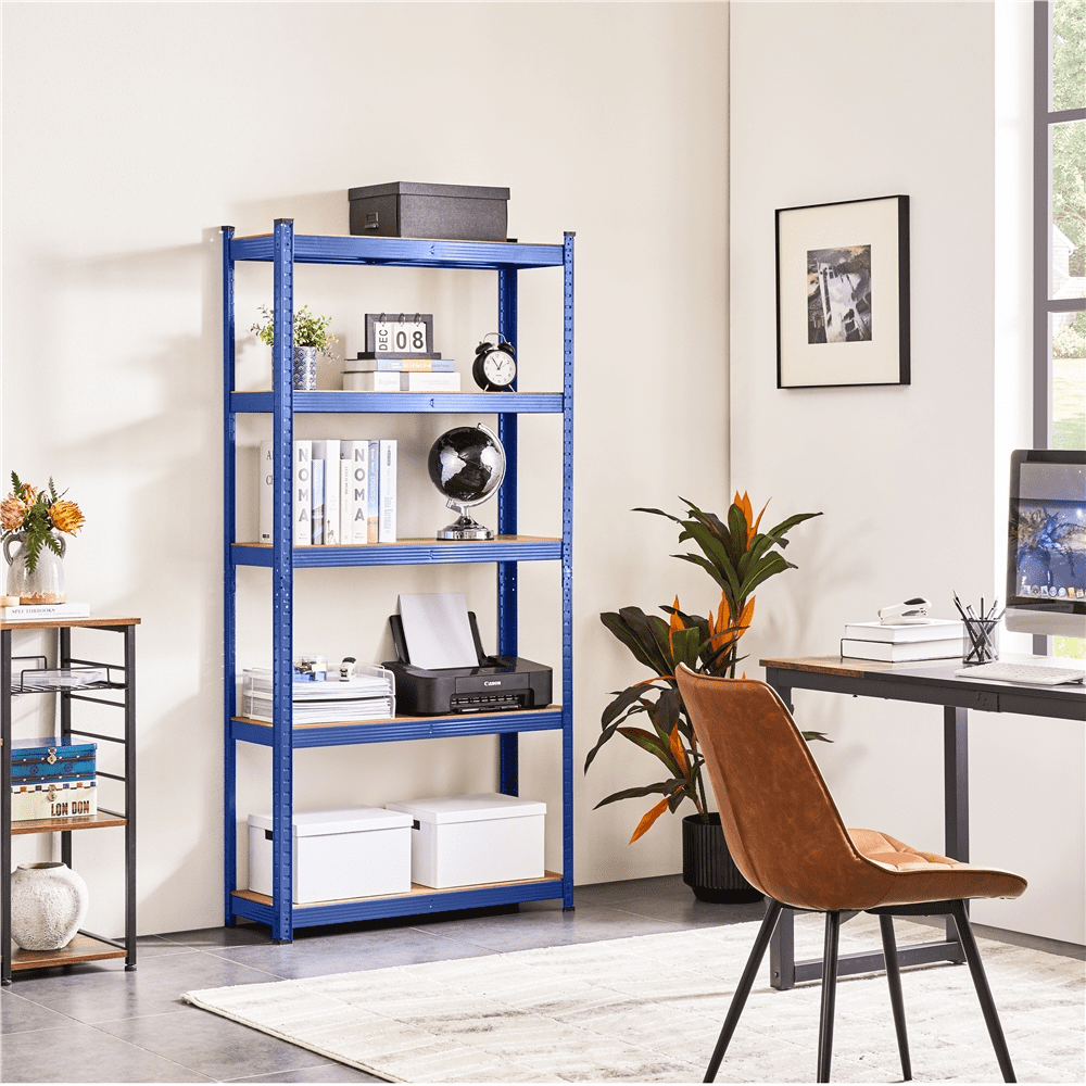 Alden Design 5-Shelf Boltless & Adjustable Steel Storage Shelf Unit, Blue
