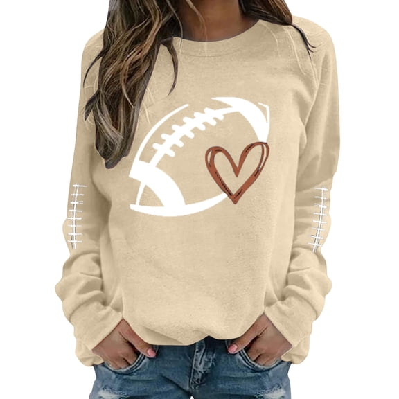 Womens Sweaters For Women Football Mom Crewneck Sweatshirt - Polyester Little Terry Fabric Cute Print Perfect For Family Day & Casual Occasions L Fall Sweaters For Women