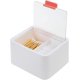 thumbnail image 1 of Cotton Pads Storage, 1 Piece Cotton Swab Dispenser Portable Split 2 Compartments Cotton Pad Dispenser Cotton Pad Storage Box with Transparent Lid, 14.5 × 13 × 8cm (White), 1 of 5