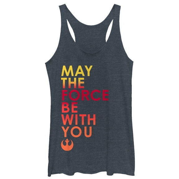 Women's Star Wars The Last Jedi May the Force Racerback Tank Top Navy Blue Heather Small