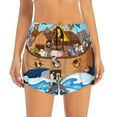 thumbnail image 3 of Uemuo Animals on Noah's Ark Floating Pattern Women's Athletic Shorts High Waisted Running Shorts with Liner Pockets Gym Elastic Workout Shorts-Small, 3 of 9
