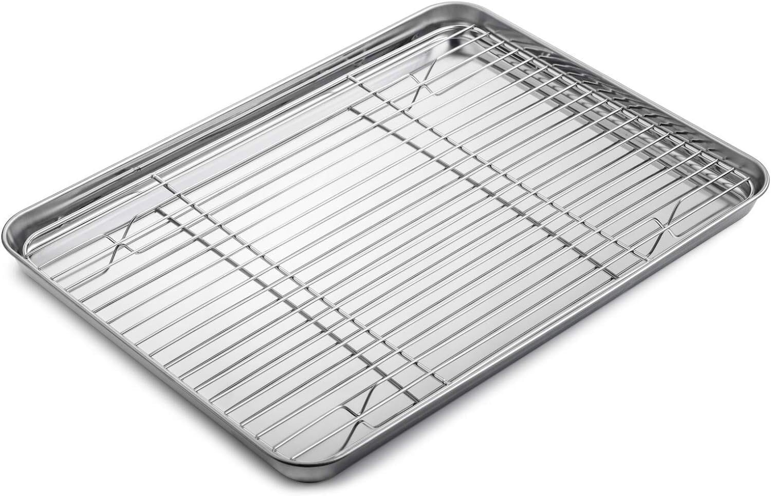 Baking Sheet with Rack Set (1 Pan + 1 Rack), Stainless Steel Baking Pan
