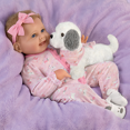 thumbnail image 4 of The Ashton - Drake Galleries Interactive Layla Coo's and Giggles with Plush Puppy that Happy Barks Back So Truly Real® Girl Doll with RealTouch® Vinyl Skin by Master Doll Artist Bonnie Chyle 18-inches, 4 of 8