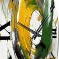 thumbnail image 3 of Designart "Abstracted Perspectives in Yellow and Green V" Abstract Oversized Wall Clock, 3 of 5