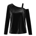 thumbnail image 6 of Velvet Tops for Womens Trendy Elegant Long Sleeve Off Shoulder Shirts 2026 New Years Holiday Party Wedding Outfits, 6 of 8