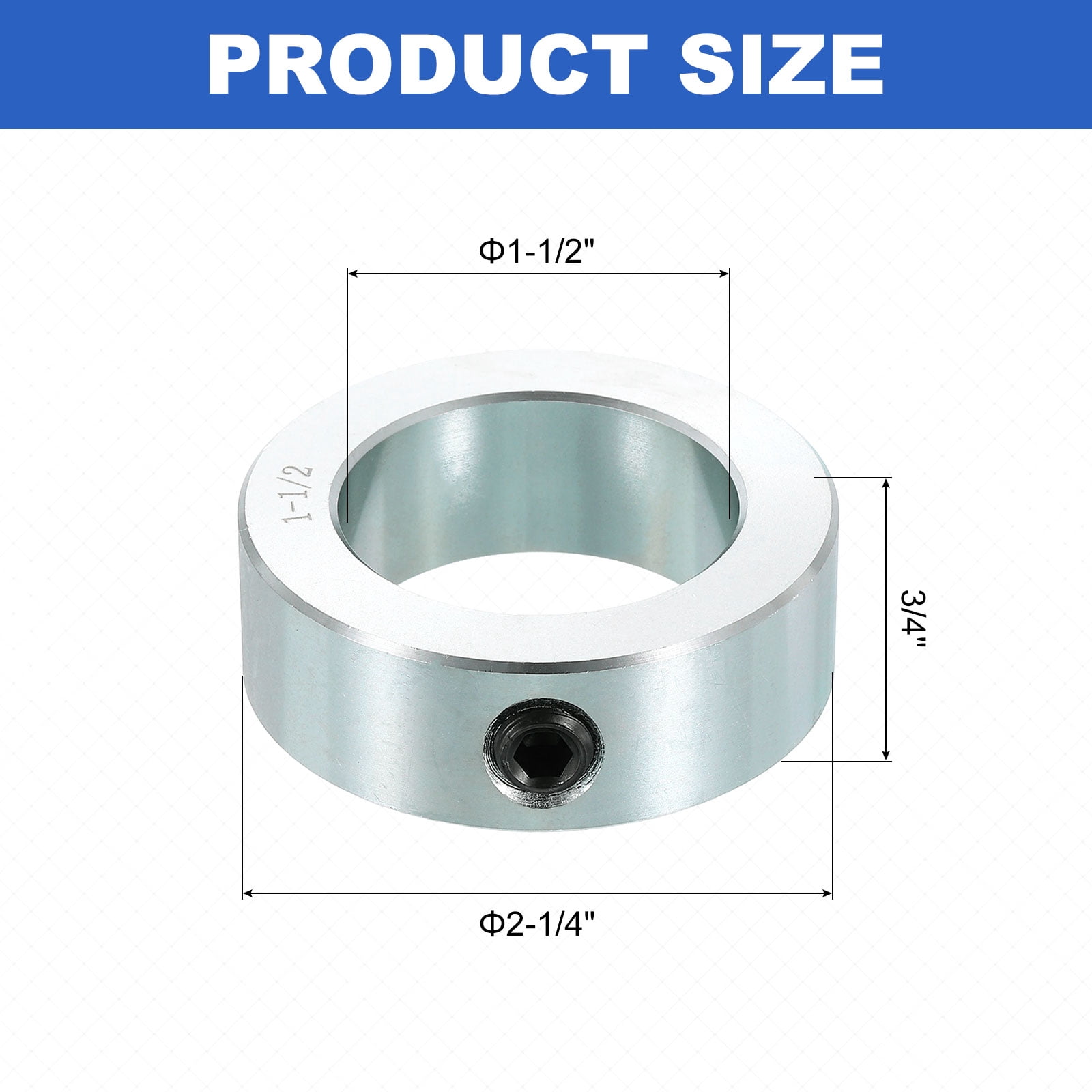 4pcs Set Screw Collars 1-1/2" Bore Carbon Steel Shaft Collars, 2-1/4" OD, 3/4" Width Lock Axle Collar Clamp