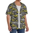 thumbnail image 2 of Uemuo Modern Yellow Excavator Pattern Cotton Linen Short Sleeve Shirts,Casual Lightweight Button Down Shirts,Vacation Beach Summer Tops-Small, 2 of 7