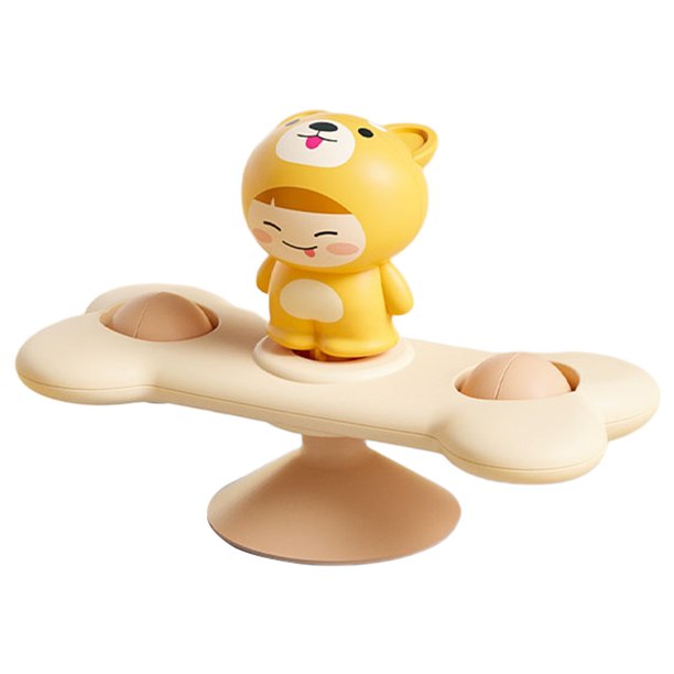 Juguete Giratorio Con Ventosa Juguetes de viaje para ducha, alivio del estrés, juegos para bebés, sonajeros giratorios, juguetes (Beige)