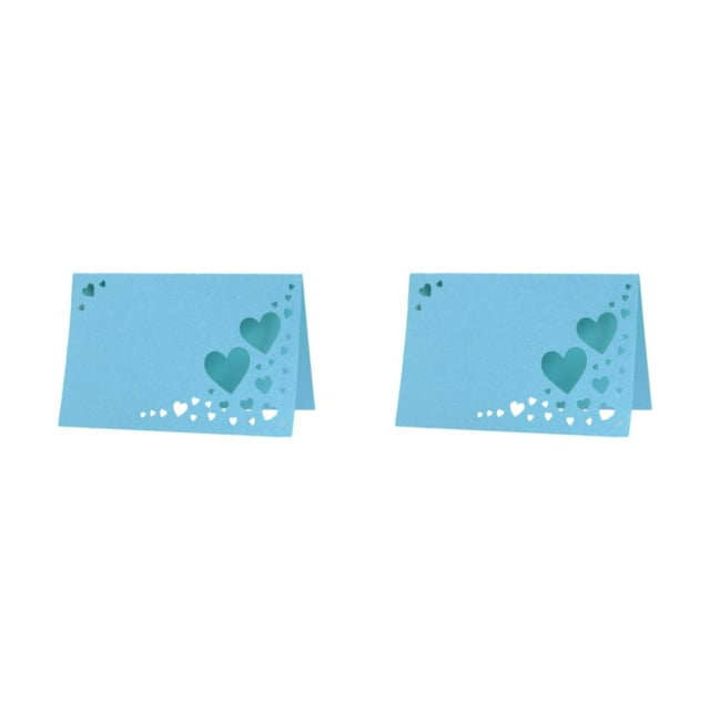Toystoory 50 Uds. Pantalla de papel nombres de invitados con estilo con tarjetas de nombre de boda corazón ahuecado tarjeta de identificación azul 2Conjunto
