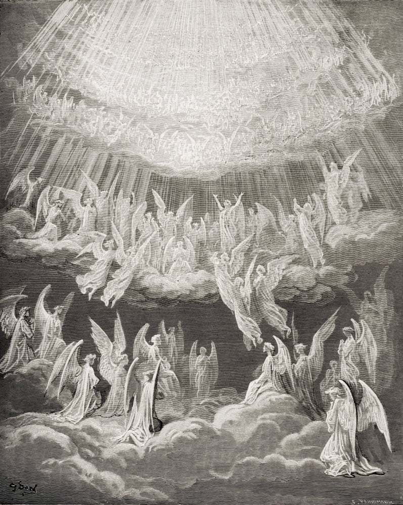 Illustration For Paradiso By Dante Alighieri Canto Xxvii Lines 1 To 4 Glory To The Father To The Son And To The Holy Spirit By Gustave Dore 1832-1883 French Artist And Illustrator Canvas Art - Ken Wel