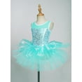 thumbnail image 5 of CHICTRY Kids Girls Teens Sequins Ballet Tutu Dance Leotard Dress Ballerina Gymnastics Leotard Dance Wear Green 10, 5 of 7