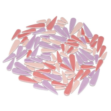 Uxcell Ceramic Mosaic Tile, About 200g Teardrop Flower Leaf Tile Mosaic Block for Handicrafts, MIxed Purple Pink