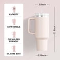 thumbnail image 2 of Gobelet avec Poignée 40 oz Tasse de Voyage avec Couvercle Isolé en Acier Inoxydable Thé Glacé Café Cadeau ROSE, 2 of 6