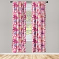 thumbnail image 3 of Ambesonne Floral Curtains, Watercolor Simplified Flower, Pair of 28"x95", Hot Pink Blue Violet, 3 of 5