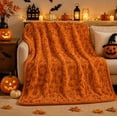 thumbnail image 6 of Halloween Throw Blanket with Cute Spooky Embroidery, Cozy Soft Warm Fall Throw for Couch Bedroom Living Room, Ideal Gift Home Decorative Accent(27.6"*39.4",Pumpkin), 6 of 8