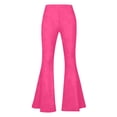 thumbnail image 4 of Women's High Waist Flare Leggings, Athletic Compression Pants with Pockets, Stretchy Soft Workout Yoga Bottoms for Gym, Fitness, and Casual Wear-Hot Pink, 4 of 6