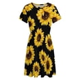 thumbnail image 4 of Sunflower Black Background Women's Dress Short Sleeve Summer Sundress Summer Women Clothes, 4 of 7
