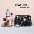 thumbnail image 6 of Lsque Geometry Dash Pattern Genuine Leather Makeup Bag Cosmetic Pouch Travel Organizer Toiletry Clutch Large Capacity Travel Cosmetic Bag, 6 of 6