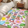 thumbnail image 4 of Children's Day Area Rugs 3'x5', Washable Small Throw Rugs for Living Room Bedroom, Cartoon Cute Flowers Leaf Pink Plaid Indoor Outdoor Rug Non-Slip Low Pile Carpet Runner Reversible Floor Mats, 4 of 8