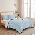 thumbnail image 5 of Quilts Twin XL Size, Light Blue Botanical Soft Comforter Bedding Set for Bed, Spring Summer Chic Wildflowers Lightweight Quilted Bedspread with Pillow Cover(2 Pieces) for All Season, 68x98 Inch, 5 of 9