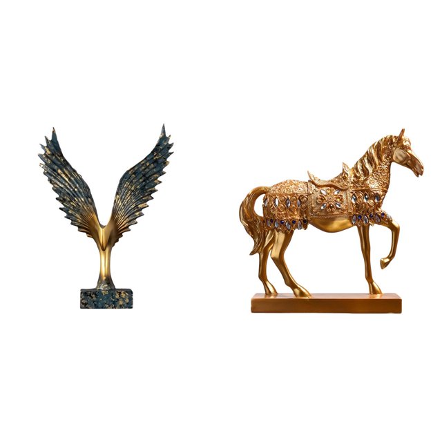 Estatua De Caballo De Alas Extendidas De Resina, Escultura Decorativa De Feng Shui, Figura De Animal Grabada, Figuras De Resina Para Decoración Del Hogar Y La Oficina.