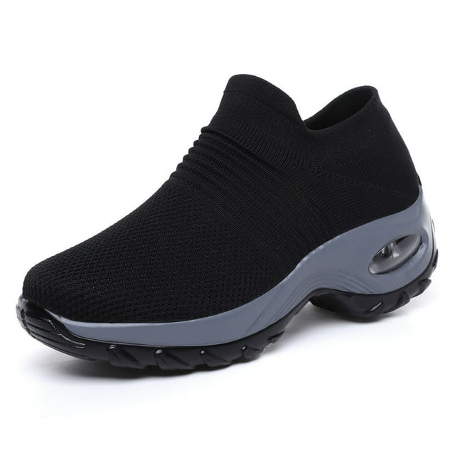 Chaussures de Marche en Maille pour Femmes à Enfiler avec Coussin d'Air, Confortables, à Plateforme pour le Travail