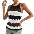 thumbnail image 2 of PNTUTB Women's Fashion Color Block Openwork Crew Neck Pullover Casual Comfortable Sleeveless Knit Tops, 2 of 6