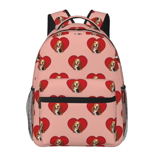Disketp Basset hound dog with paw Mochila Estampada para Hombre y Mujer – Mochila Ligera Clásica con Múltiples Bolsillos para Universidad, Trabajo y Viajes-One Size