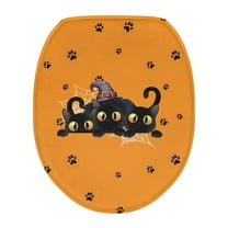 ZIATUBLE Halloween Black Cat Toilet Lid Seat Cover Paw Toilet Lid Covers for Bathroom Decoraction Toilet Protector Cover Machine Washable Toilet Seat Cover Protector Universal Home