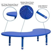 Flash Furniture Half-Moon Plastic Adjustable Kids Preschool Activity Table, 35W x 65L, Blue