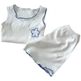 thumbnail image 3 of Bxsruta Toddler Outfits for Girls, Children's Round Neck Sleeveless Top Elastic Waist Shorts Comfortable Two-piece Set, Blue 2 Years, 3 of 5