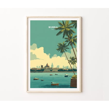 Mumbai India Marine Drive Waterfront Cityscape Wall Art, Unframed Paper Poster 8x10in
