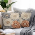 thumbnail image 2 of Waterproof Throw Pillow Covers Set of 2, 16x16 Inch Vintage Spring Floral Decorative Pillowcases Outdoor Pillow Slip Cushion Covers Set for Couch Tent Orange Grey Watercolor Flower, 2 of 7