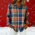 thumbnail image 6 of Qulqfy Button Down Shirt Women Blue Dressy Long Sleeve Plaid Shirts Collared Checkered Shirts Women's Tops, 6 of 6