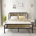 thumbnail image 2 of VECELO Full Size Metal Platform Bed Frame with Wooden Headboard, Heavy Duty Bed Frame, No Box Spring Needed/Noise-Free, Slate, 2 of 8