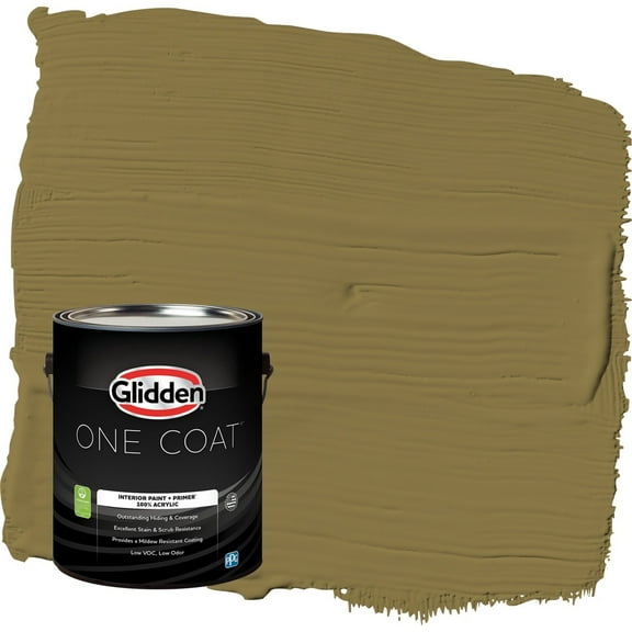Glidden One Coat Pickled Okra / Green Eggshell Interior Paint with Primer, 1 Gallon