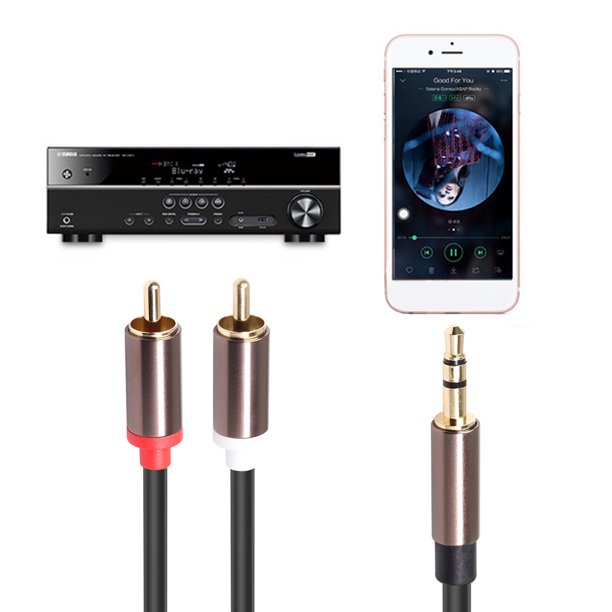 Gwong Electrónica Cáscara de aleación de aluminio RCA línea HIFI STEREO 3.5mm a 2RCA Dual Lotus Cable de audio