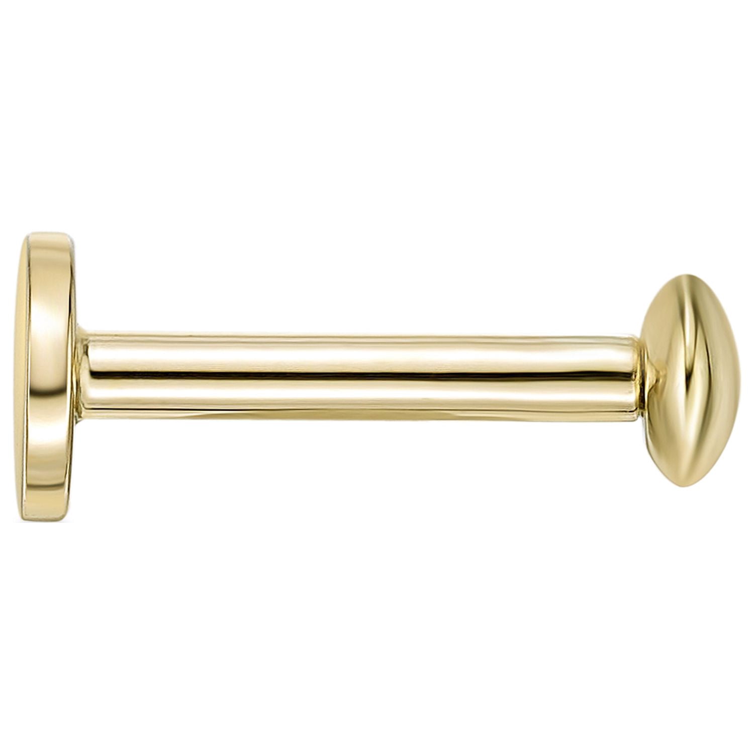 Lavari Jewelers Women's 4 MM Internal Threaded Disc Micro Labret Lip Stud, 14K Yellow Gold, 16 Gauge