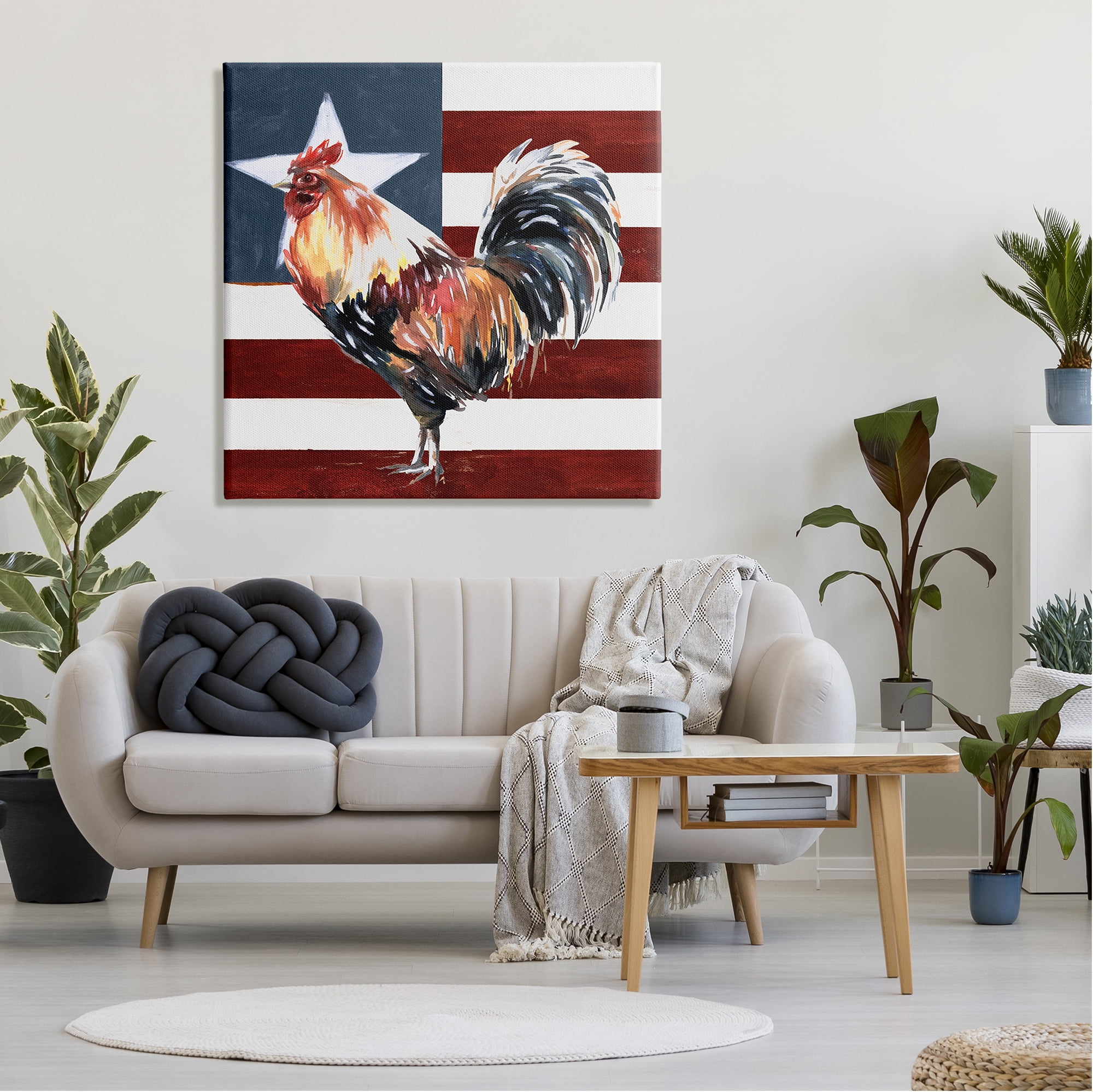 Stupell Industries a Rooster Single Star Flag Canvas Wall Art, 36 x 36, Design by White Ladder