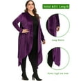 thumbnail image 4 of LELINTA Womens Plus Cardigan Sweaters Open Asymmetrical Draped Lightweight Cardigan Plus Size For Women Long Sleeve Shirt, XL-5XL, Black/ Purple, 4 of 7