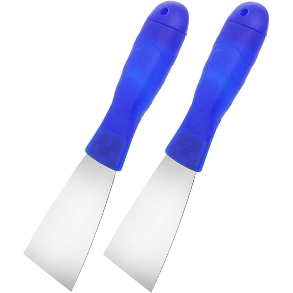 2-Pack (2"/50mm) Carbon Steel Putty Knives - Flexible Spackle Knife Set with Ergonomic Comfort Handle - Multipurpose Metal Scrapers for Drywall, Patching, Painting & Wallpaper Removal