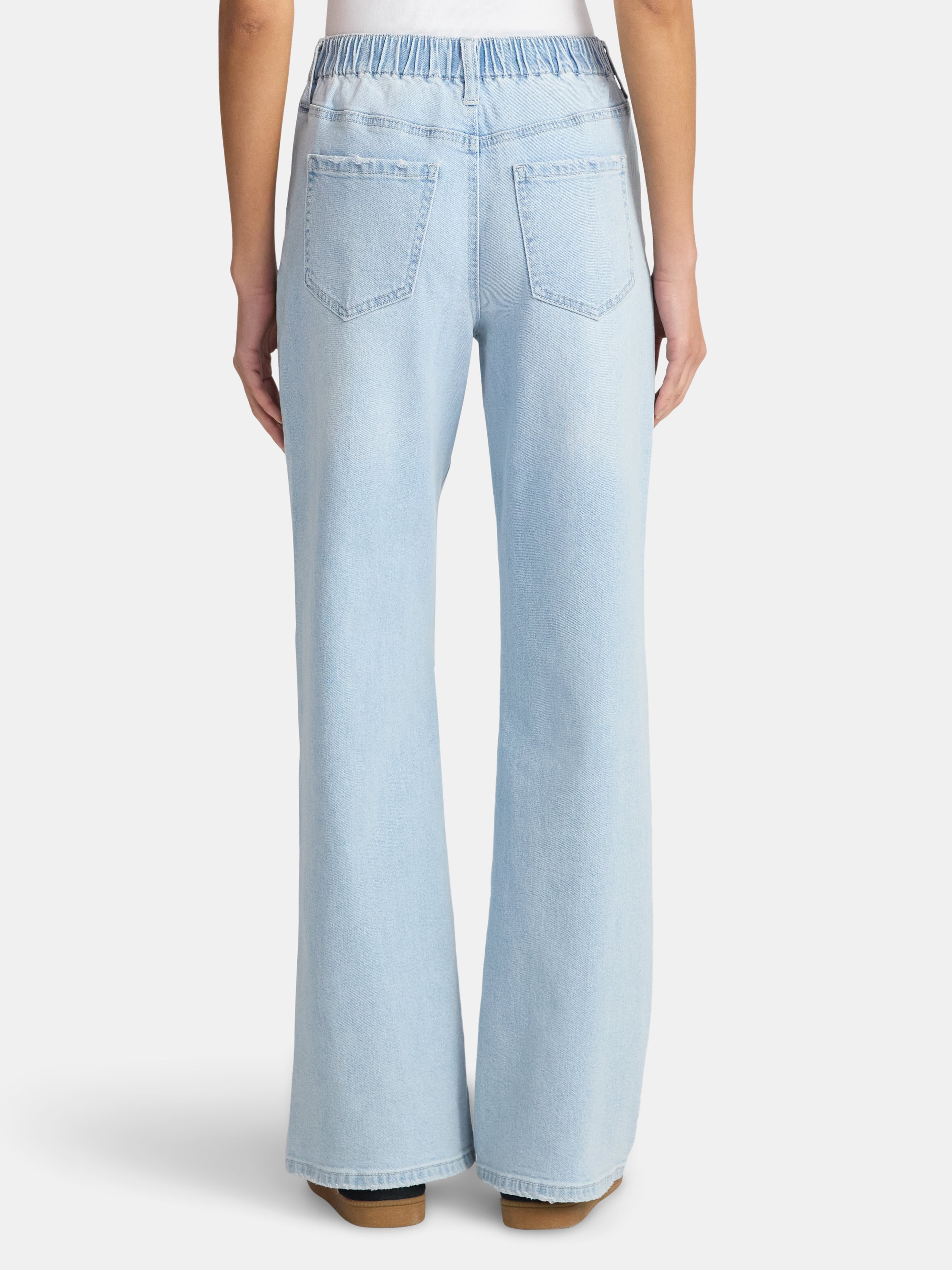 No Boundaries High Rise Baggy Wide Leg Jeans, 30" Inseam, Women’s and Women's Plus