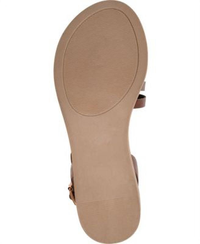 Women's Journee Collection Solay Flat Strappy Sandal Brown Faux Leather 7.5 M