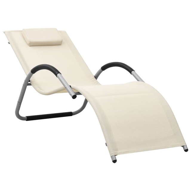 vidaXL Chaise Longue en Textilène Crème et Gris
