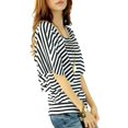 thumbnail image 4 of Camisas de contraste para mujeres, manga corta de bateo, cuello redondo, tops casuales negros Irfora Camiseta mujer, 4 of 7