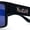 Black Silver - Blue Mirror, variant on Mens Kush Graffiti Logo Thick Arm Rectangle Horn Rim Plastic Sunglasses Black Silver - Orange Mirror