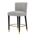 thumbnail image 2 of GDF Studio Modern Tufted Counter Height Bar Stools with Gold Footrests and Black Solid Wood Legs, Set of 2, Grey, 2 of 11