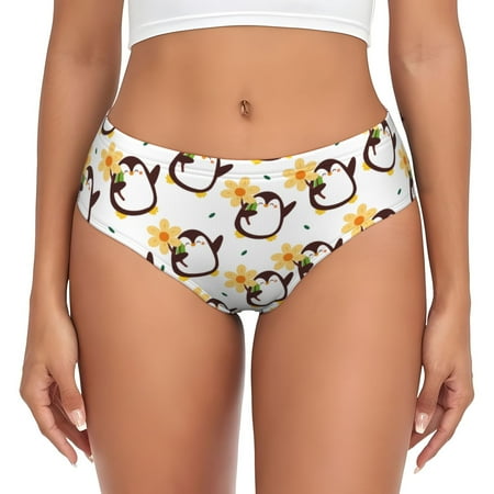 Womens Underwear  Penguin With Flowers No Show Seamless Underwear  Soft Comfy Stretch Panties  Hipster Ladies Panties Bikini Underwear Briefs